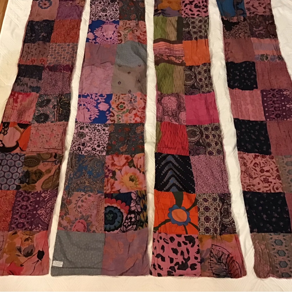 Colorful Patchwork Fabric Scarf 80” * 12”
